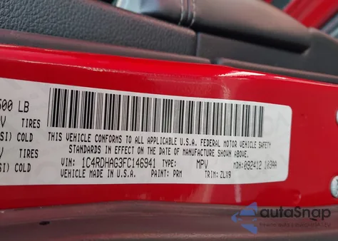 2015 Dodge Durango Sxt из США, поврежденный, VIN 1C4RDHAG3FC146941